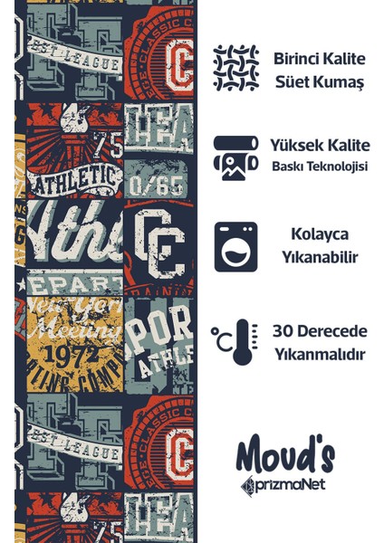 Amblem Desenli Yuvarlak Süet Dertsiz Masa Örtüsü