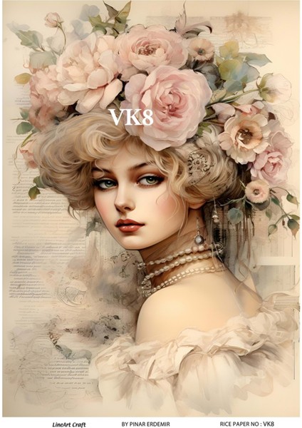 Vintage Kadınlar Serisi Vk8 Desenli Pirinç Dekopaj 30X42