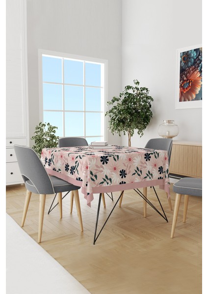 Mirror Flowers 4 Desenli Süet Dertsiz Masa Örtüsü