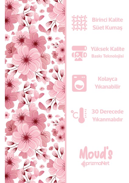 Pembe Çiçek Desenli Süet Dertsiz Masa Örtüsü fiyatları