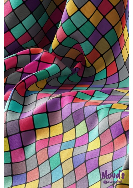 Renkli Kareler Desenli Süet Dertsiz Masa Örtüsü modelleri