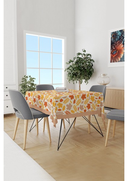 Sonbahar Yaprakları Desenli Süet Dertsiz Masa Örtüsü