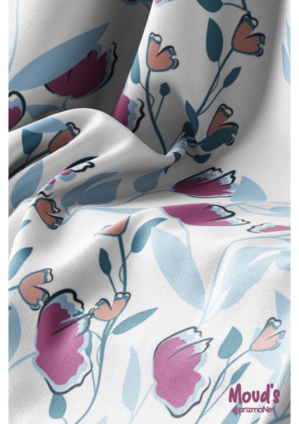 Mavi Karanfil Desenli Süet Dertsiz Masa Örtüsü modelleri