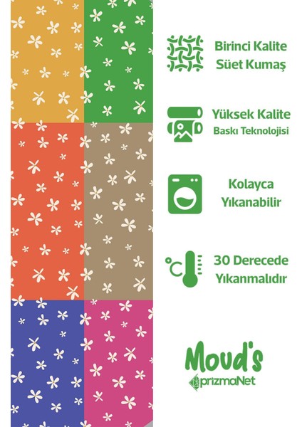 Parçalı Çiçek Desenli Yuvarlak Süet Dertsiz Masa Örtüsü