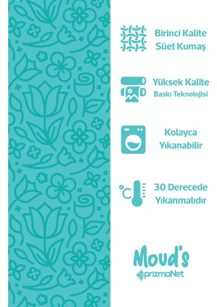 Turkuaz Flora Serisi Desenli Yuvarlak Süet Dertsiz Masa Örtüsü fiyatları