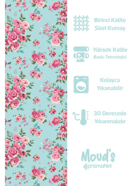 Madame Spring Desenli Yuvarlak Süet Dertsiz Masa Örtüsü
