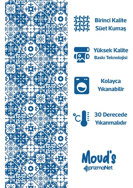 Türkiye Etnik Desenli Süet Dertsiz Masa Örtüsü