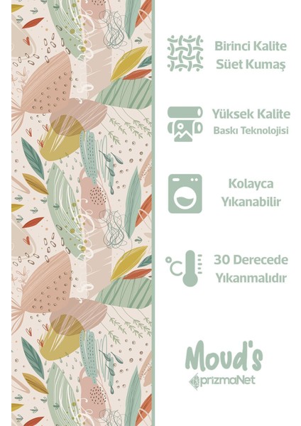 Xero Floral 2 Çiçek Desenli Süet Dertsiz Masa Örtüsü