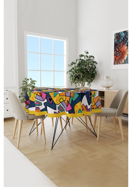 Artboard 2 Desenli Yuvarlak Süet Dertsiz Masa Örtüsü