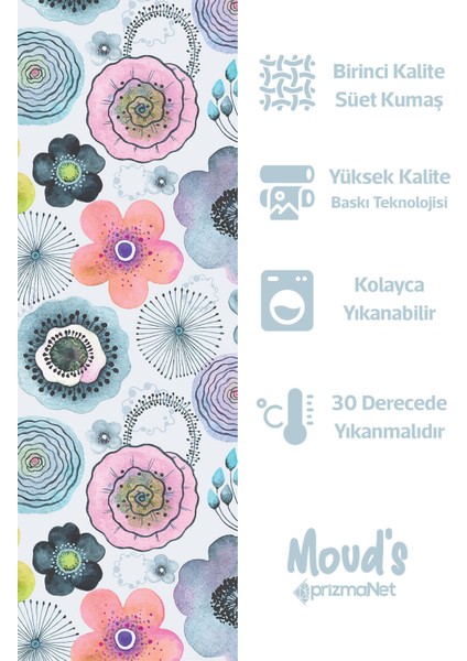 Su Çiçeği Desenli Süet Dertsiz Masa Örtüsü