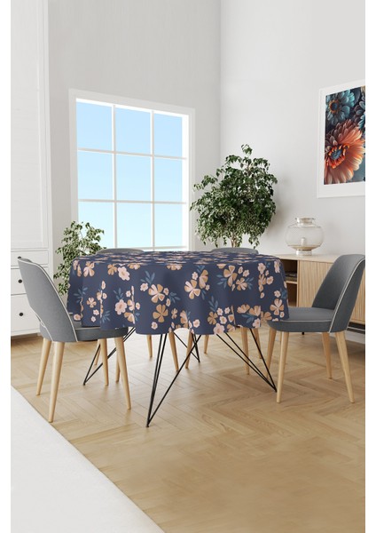 Gurun Desenli Yuvarlak Süet Dertsiz Masa Örtüsü