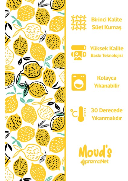 Limon Desenli Süet Dertsiz Masa Örtüsü fiyatları