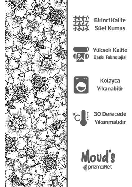 Siyah Çiçek Serisi Desenli Süet Dertsiz Masa Örtüsü fiyatları