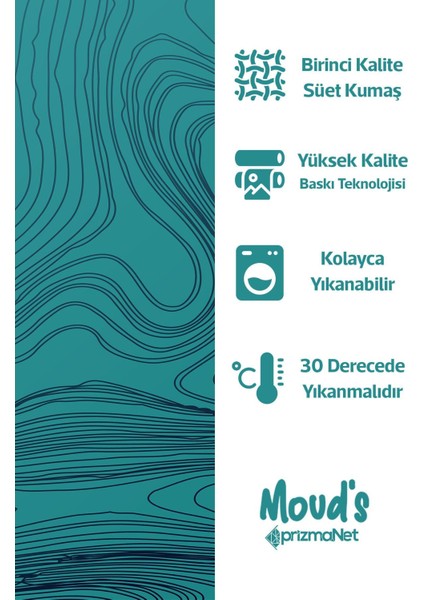 Turkuaz Dalga Desenli Yuvarlak Süet Dertsiz Masa Örtüsü