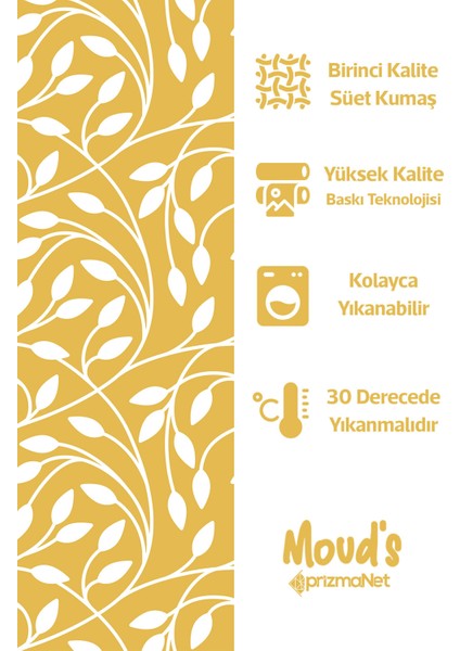 Sarı Flora Serisi Desenli Süet Dertsiz Masa Örtüsü fiyatları