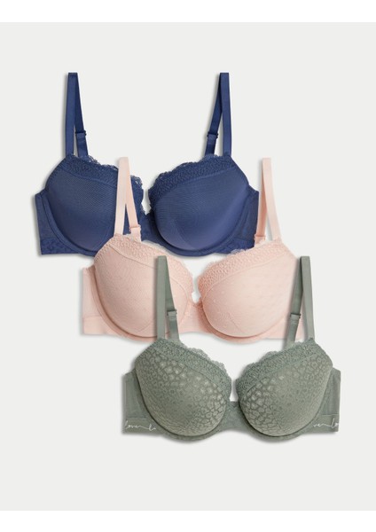 3'lü Dantel Detaylı Destekli Balcony Sütyen fiyatları