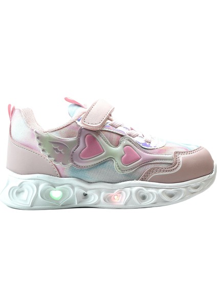Elina Pudra Cırtlı Hafif Taban Işıklı Anatomik Kız Çocuk Spor Ayakkabı