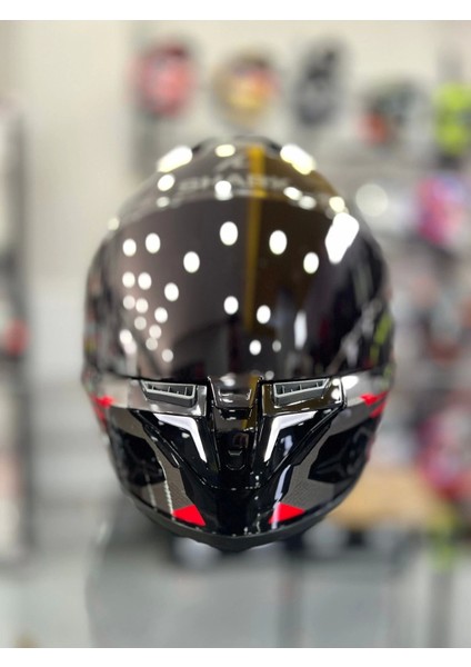 Skwal I3 Linik Parlak Siyah Kırmızı Ledli Kask Şeffaf Vizörlü fırsatları