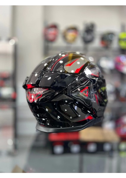 Skwal I3 Linik Parlak Siyah Kırmızı Ledli Kask Şeffaf Vizörlü indirimleri