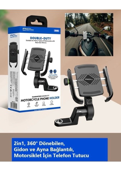 Motorsiklet Uyumlu Telefon Tutucu Motozilla Siyah