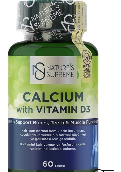 Nature's Supreme  Nature's Supreme Calcium With Vitamin D3 60 Tablet