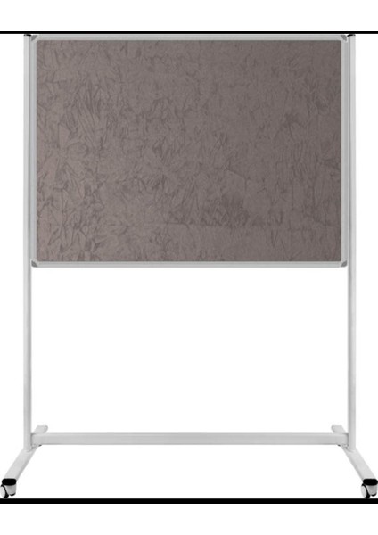120 x 180 cm Kumaşlı Pano Gri Renk Tek Taraflı Tekerlekli Ayaklı Alüminyum Çerçeveli
