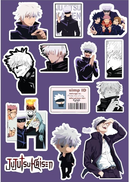 Jujutsu Kaisen Anime Temalı Sticker Seti Ajanda Laptop Telefon Sticker Seti 13 Adet