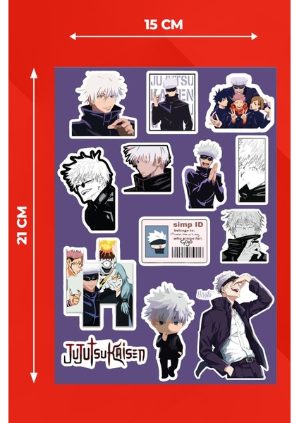 Jujutsu Kaisen Anime Temalı Sticker Seti Ajanda Laptop Telefon Sticker Seti 13 Adet