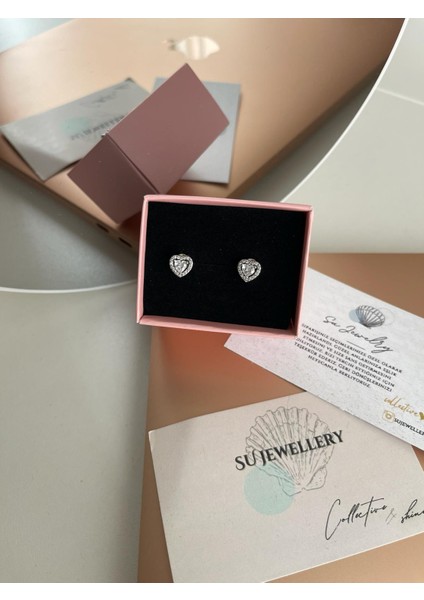 925AYAR Gümüş Pandora Kalp Model Küpe