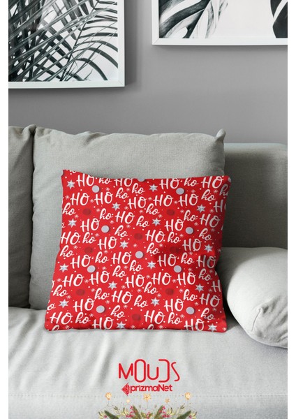 Çift Tarafı Baskılı Ho Ho Ho Yılbaşı Desenli Süet Kırlent Kılıfı - PL1127 fiyatları