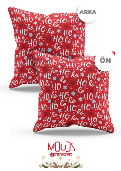 Çift Tarafı Baskılı Ho Ho Ho Yılbaşı Desenli Süet Kırlent Kılıfı - PL1127 modelleri