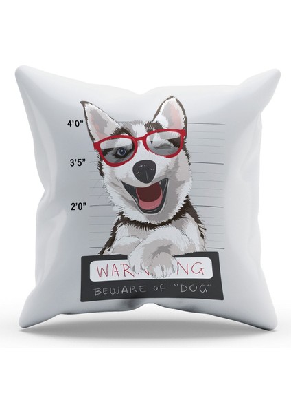 Çift Tarafı Baskılı Sevimli Kurt Desenli Süet Kırlent Kılıfı - PL772