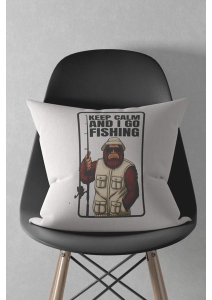 Çift Tarafı Baskılı Balıkçı Maymun Desenli Süet Kırlent Kılıfı modelleri