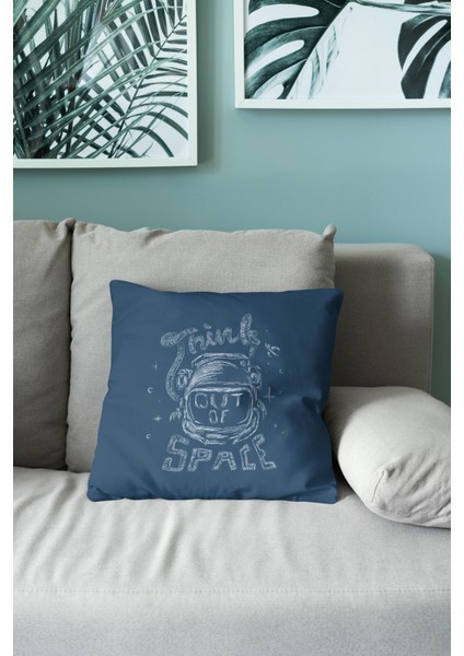 Çift Tarafı Baskılı Uzayı Düşünmek Desenli Süet Kırlent Kılıfı - PL778 modelleri