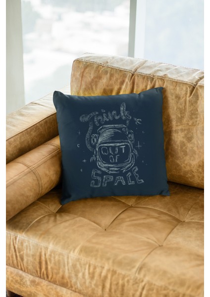 Çift Tarafı Baskılı Uzayı Düşünmek Desenli Süet Kırlent Kılıfı - PL778 fırsatları