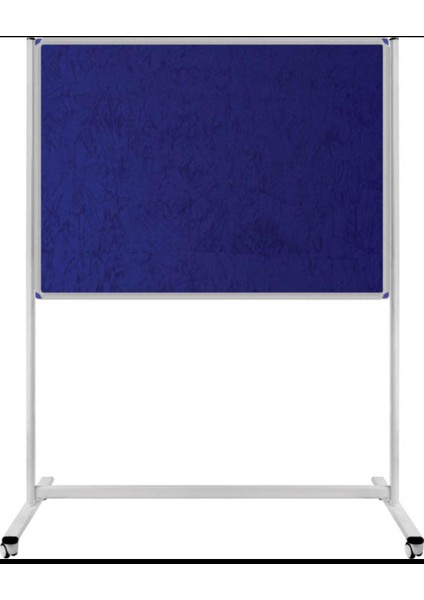120 x 200 cm Kumaşlı Pano Mavi Renk Tek Taraflı Tekerlekli Ayaklı Alüminyum Çerçeveli