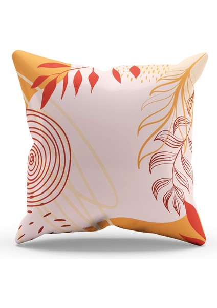 Çift Tarafı Baskılı Sonbahar Yaprakları - 3 Desenli Süet Kırlent Kılıfı