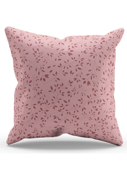 Çift Tarafı Baskılı Açık Pembe Ağaç Dalları Desenli Süet Kırlent Kılıfı - PL1105
