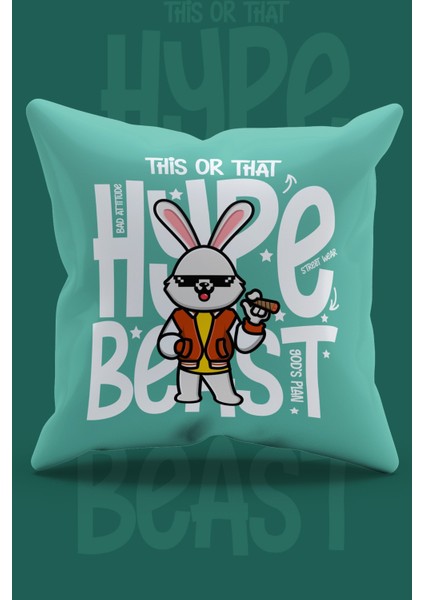 Çift Tarafı Baskılı Yeşil Artist Kedi Desenli Süet Kırlent Kılıfı - PL782 fiyatları