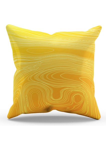Çift Tarafı Baskılı Sarı Dalga Stili Desenli Süet Kırlent Kılıfı