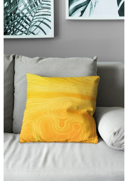 Çift Tarafı Baskılı Sarı Dalga Stili Desenli Süet Kırlent Kılıfı modelleri