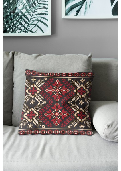 Çift Tarafı Baskılı Anatolia-11 Desenli Süet Kırlent Kılıfı modelleri