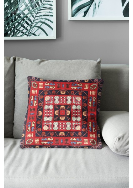 Çift Tarafı Baskılı Türkiye Kilim-4 Desenli Süet Kırlent Kılıfı modelleri
