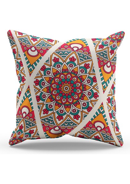 Çift Tarafı Baskılı India Pattern-3 Desenli Süet Kırlent Kılıfı