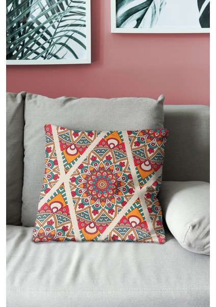 Çift Tarafı Baskılı India Pattern-3 Desenli Süet Kırlent Kılıfı modelleri