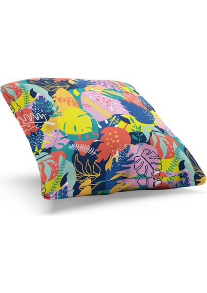 Çift Tarafı Baskılı Renkli Yapraklar Desenli Süet Kırlent Kılıfı fiyatları