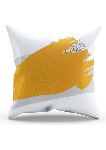 Çift Tarafı Baskılı Brush Mandala - 2 Desenli Süet Kırlent Kılıfı