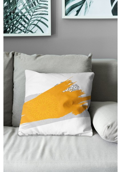 Çift Tarafı Baskılı Brush Mandala - 2 Desenli Süet Kırlent Kılıfı modelleri