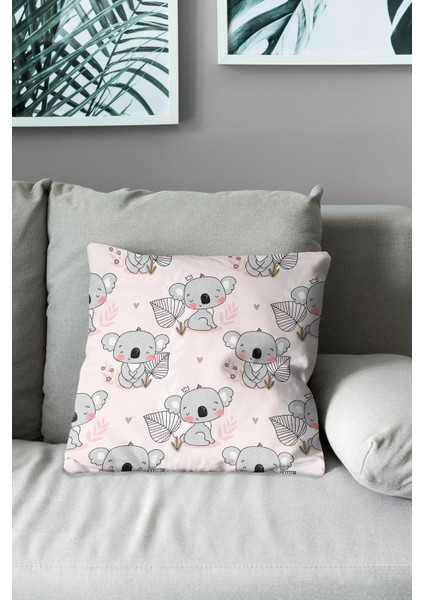 Çift Tarafı Baskılı Koala Desenli Süet Kırlent Kılıfı modelleri