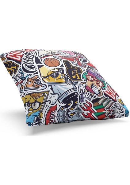 Çift Tarafı Baskılı Kolej Desenli Süet Kırlent Kılıfı fiyatları